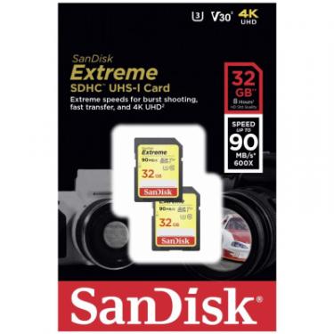 Карта памяти SanDisk 32GB SDHC class 10 V30 UHS-I U3 Extreme 2-pack Фото 2