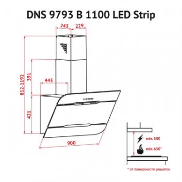 Вытяжка кухонная Perfelli DNS 9793 B 1100 BL LED Strip Фото 6