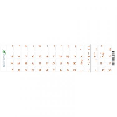 Наклейка на клавиатуру Grand-X 60 keys transparent protection Cyrillic orange Фото
