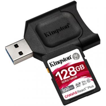 Карта памяти Kingston 128GB SDXC class 10 UHS-I U3 React Plus + USB-кард Фото 1