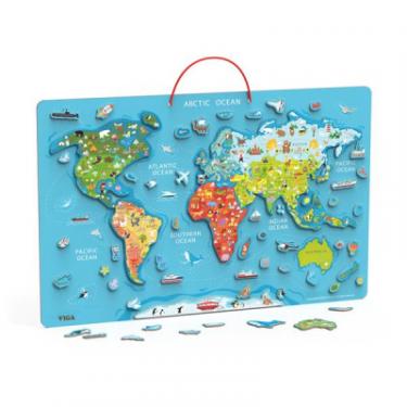 Пазл Viga Toys магнітний Карта світу з маркерной дошкою, англійсь Фото