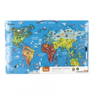 Пазл Viga Toys магнітний Карта світу з маркерной дошкою, англійсь Фото 1