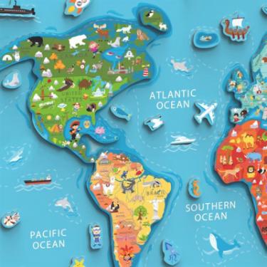 Пазл Viga Toys магнітний Карта світу з маркерной дошкою, англійсь Фото 3