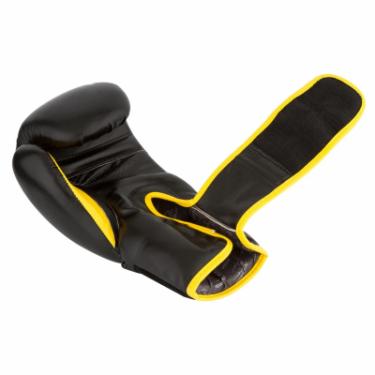 Боксерские перчатки PowerPlay 3018 12oz Black/Yellow Фото 3