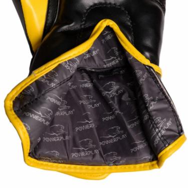 Боксерские перчатки PowerPlay 3018 12oz Black/Yellow Фото 4