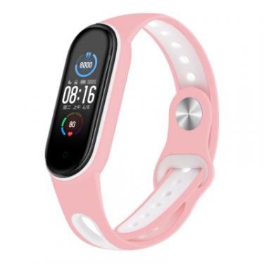 Ремешок для фитнес браслета BeCover Sport Style для Xiaomi Mi Smart Band 5 Pink-White Фото