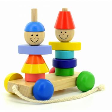 Развивающая игрушка Мир деревянных игрушек Пирамидка-каталка Мальчик и девочка Фото