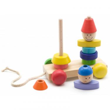 Развивающая игрушка Мир деревянных игрушек Пирамидка-каталка Мальчик и девочка Фото 3