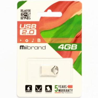 USB флеш накопитель Mibrand 4GB Hawk Silver USB 2.0 Фото 1