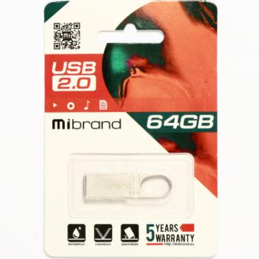USB флеш накопитель Mibrand 64GB Irbis Silver USB 2.0 Фото 1