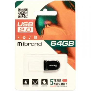 USB флеш накопитель Mibrand 64GB Scorpio Black USB 2.0 Фото 1