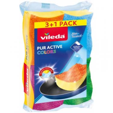 Губки кухонные Vileda Pur Active Color для тефлона 4 шт. Фото