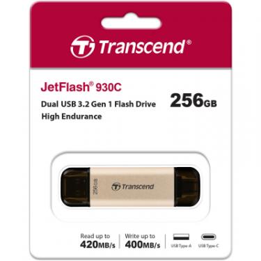 USB флеш накопитель Transcend 256GB JetFlash 930 Gold-Black USB 3.2/Type-C Фото 7