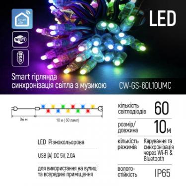 Гирлянда ColorWay Smart LED RGB WiFi+Bluetooth 10M 60LED IP65 Фото 1