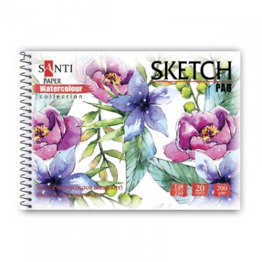 Альбом для рисования Santi А5 для акварелі Flowers, 20 аркушів Фото