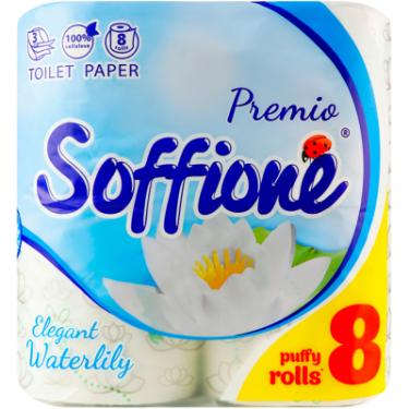 Туалетная бумага Soffione Premio Elegant Waterlily 3 шари 8 рулонів Фото