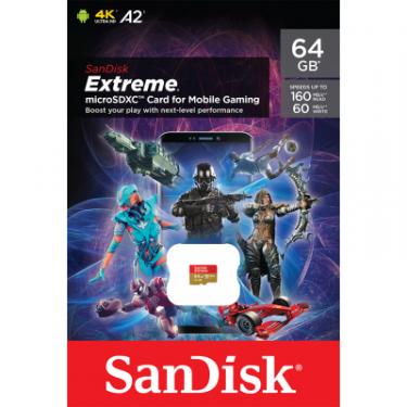 Карта памяти SanDisk 64GB microSDXC UHS-I U3 V30 A2 Extreme Фото 1