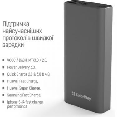 Батарея универсальная ColorWay 20 000 mAh PD/20W, QC/3.0, USB-C/Micro-USB/Lightni Фото 6