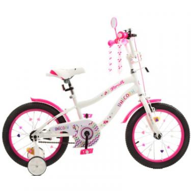 Детский велосипед Prof1 Unicorn 16" Біло-рожевий Фото
