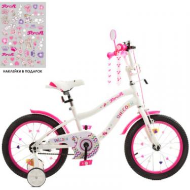 Детский велосипед Prof1 Unicorn 16" Біло-рожевий Фото 1