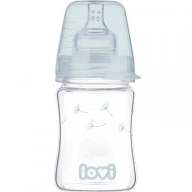Бутылочка для кормления Lovi Diamond Glass Botanic скляна 150 мл Світло-синя Фото