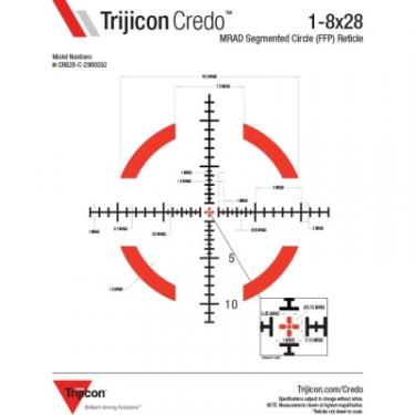 Оптический прицел Trijicon Credo 1-8x28 Red/Green MRAD Segmented Circle Фото 5