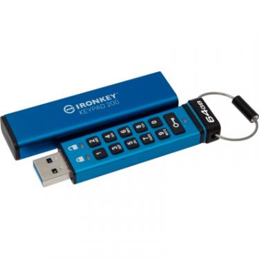 USB флеш накопитель Kingston 64GB IronKey Keypad 200 AES-256 Encrypted Blue USB Фото