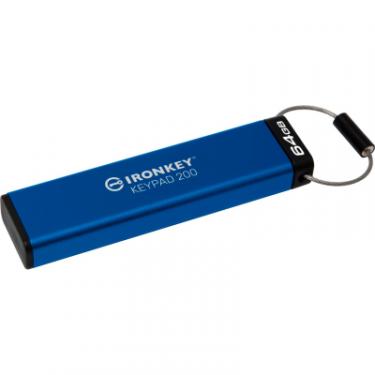 USB флеш накопитель Kingston 64GB IronKey Keypad 200 AES-256 Encrypted Blue USB Фото 3