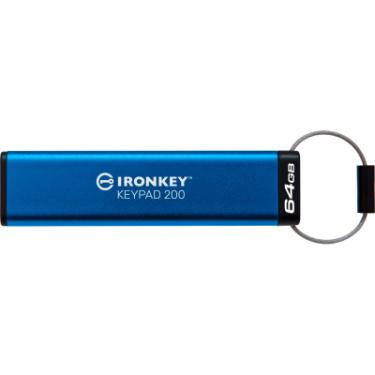 USB флеш накопитель Kingston 64GB IronKey Keypad 200 AES-256 Encrypted Blue USB Фото 4