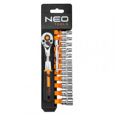 Набор головок Neo Tools 14шт, 1/4", тріскачка 90 зубців, CrV Фото