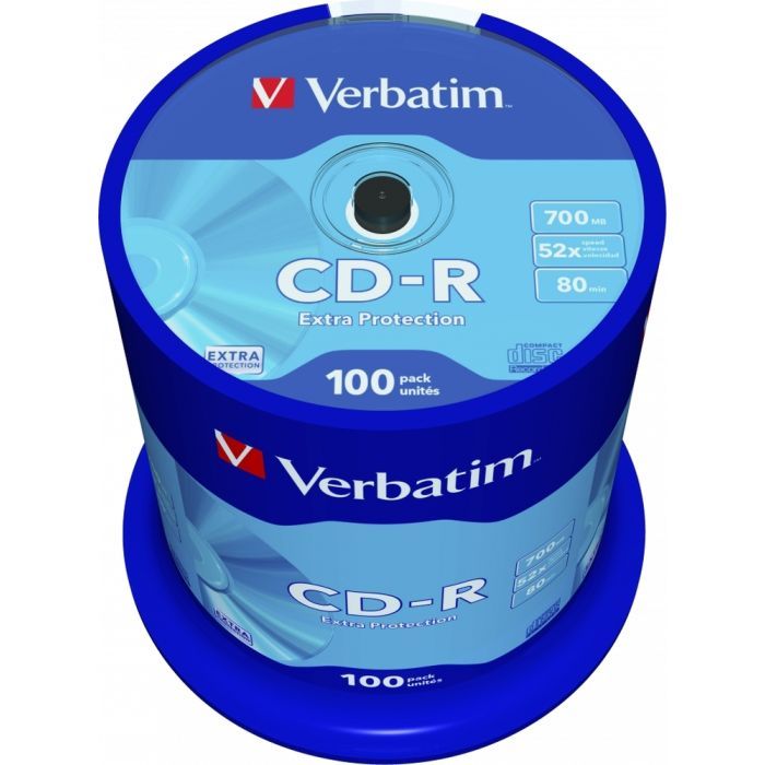 Диск CD Verbatim CD-R 700Mb 52x Cake box 100шт Extra Фото