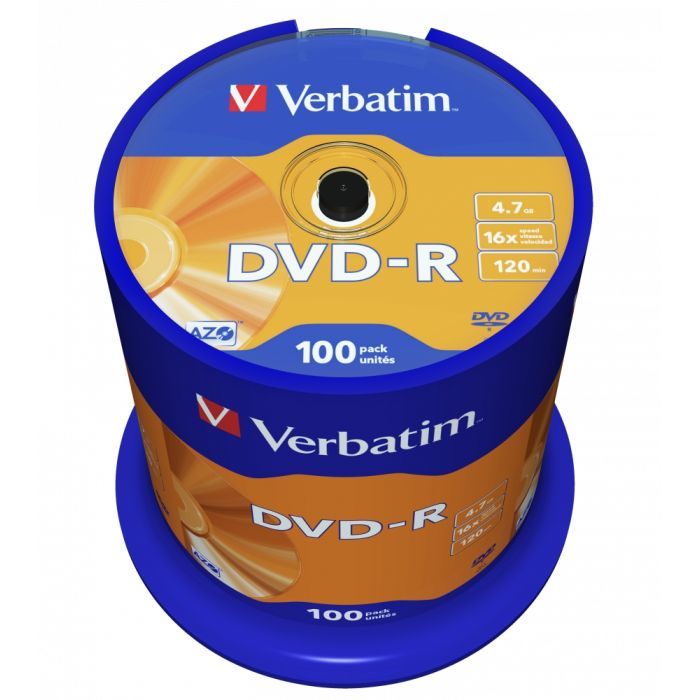 Диск DVD Verbatim 4.7Gb 16X CakeBox 100шт Фото