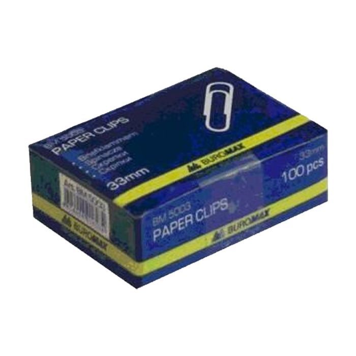 Скрепки канцелярские Buromax 33 мм, nickel-plated, 100 шт Фото