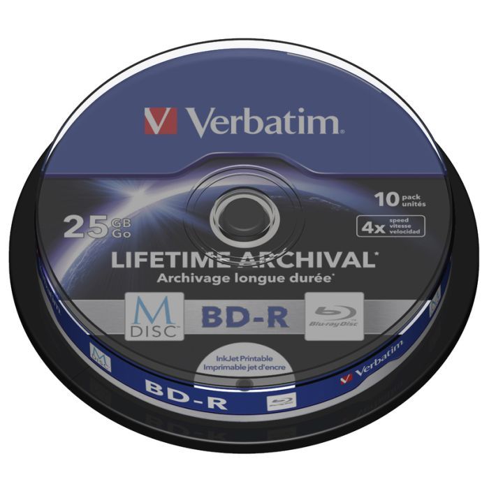 Диск BD Verbatim 25Gb 4x Cake 10pcs Printable M-DISC Фото