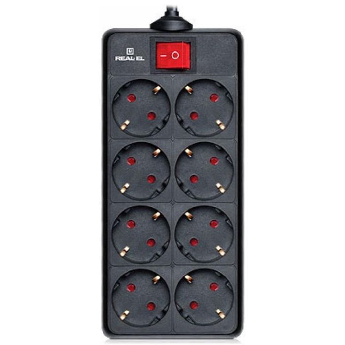 Сетевой фильтр питания REAL-EL REAL-EL RS-8 PROTECT, 3m, black Фото