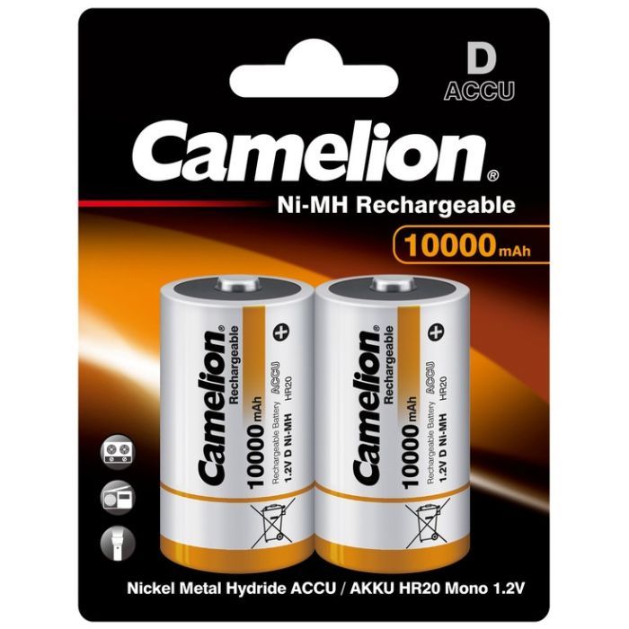 Аккумулятор Camelion D 10000mAh Ni-MH * 2 R20-2BL Фото