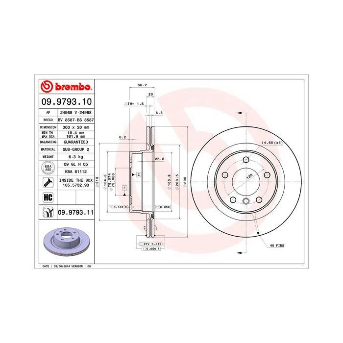 Тормозной диск Brembo 09.9793.11 Фото