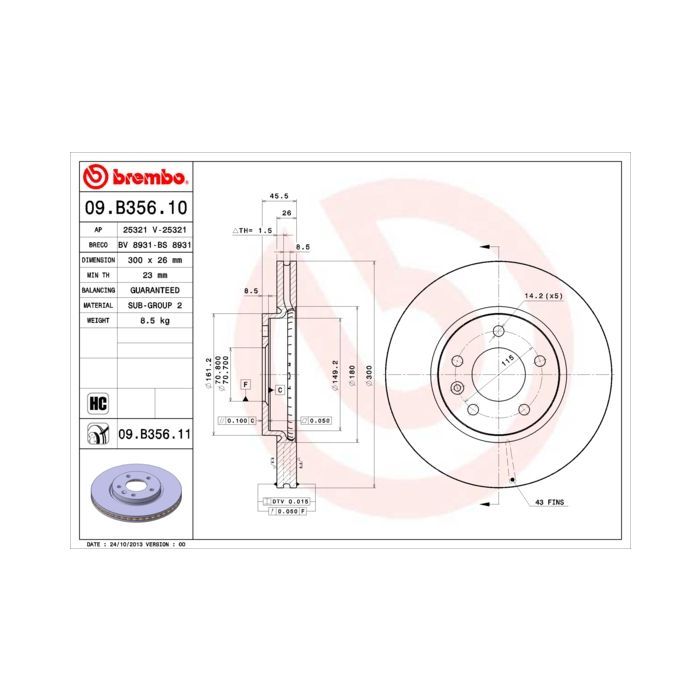 Тормозной диск Brembo 09.B356.11 Фото