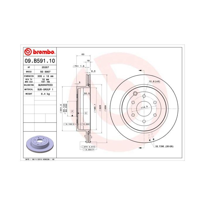 Тормозной диск Brembo 09.B591.10 Фото