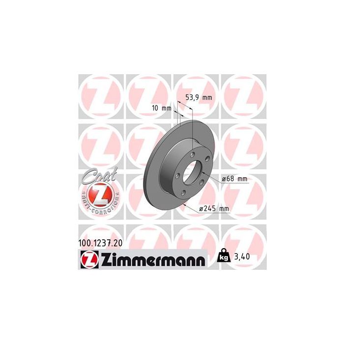 Тормозной диск ZIMMERMANN 100.1237.20 Фото