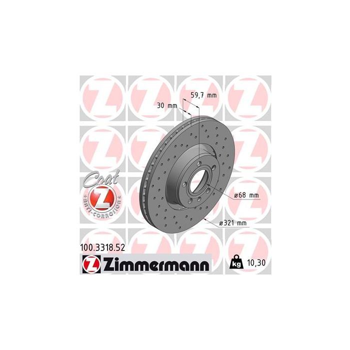 Тормозной диск ZIMMERMANN 100.3318.52 Фото