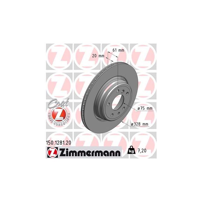 Тормозной диск ZIMMERMANN 150.1281.20 Фото