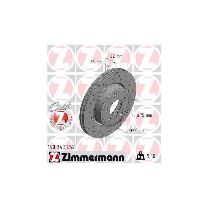 Тормозной диск ZIMMERMANN 150.3431.52 Фото