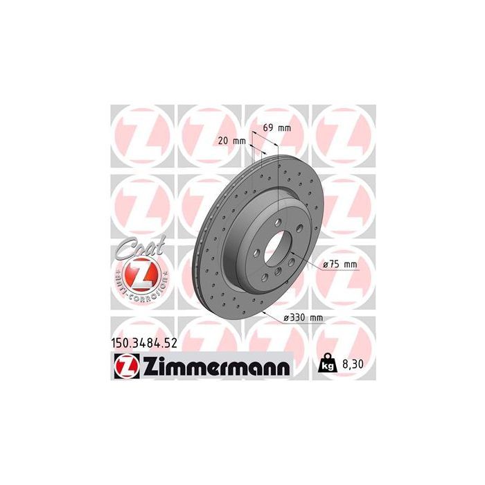 Тормозной диск ZIMMERMANN 150.3484.52 Фото