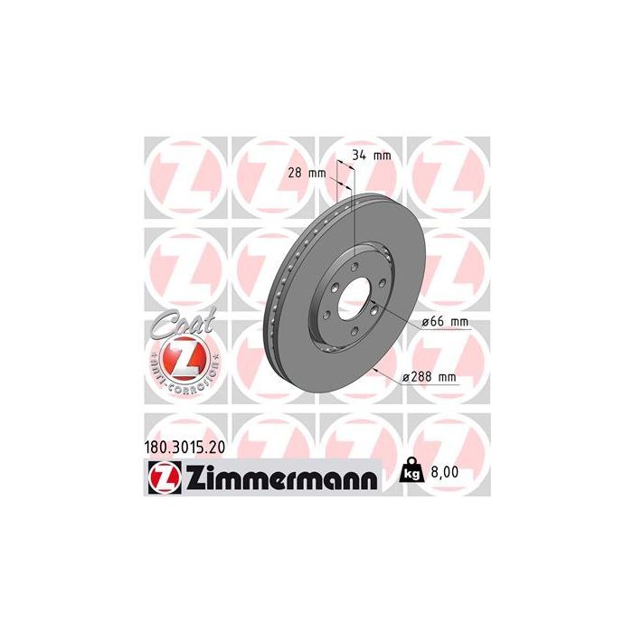 Тормозной диск ZIMMERMANN 180.3015.20 Фото