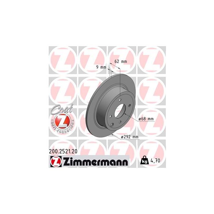 Тормозной диск ZIMMERMANN 200.2521.20 Фото