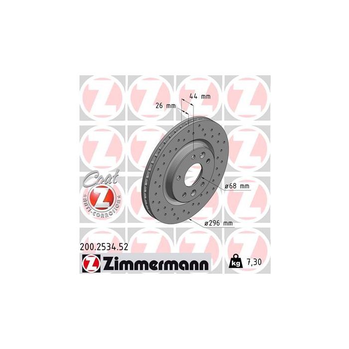 Тормозной диск ZIMMERMANN 200.2534.52 Фото