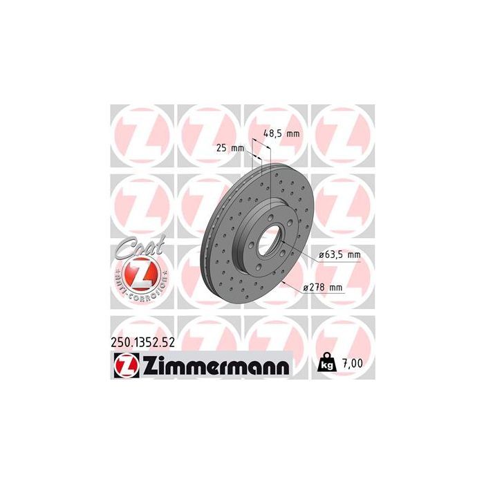 Тормозной диск ZIMMERMANN 250.1352.52 Фото