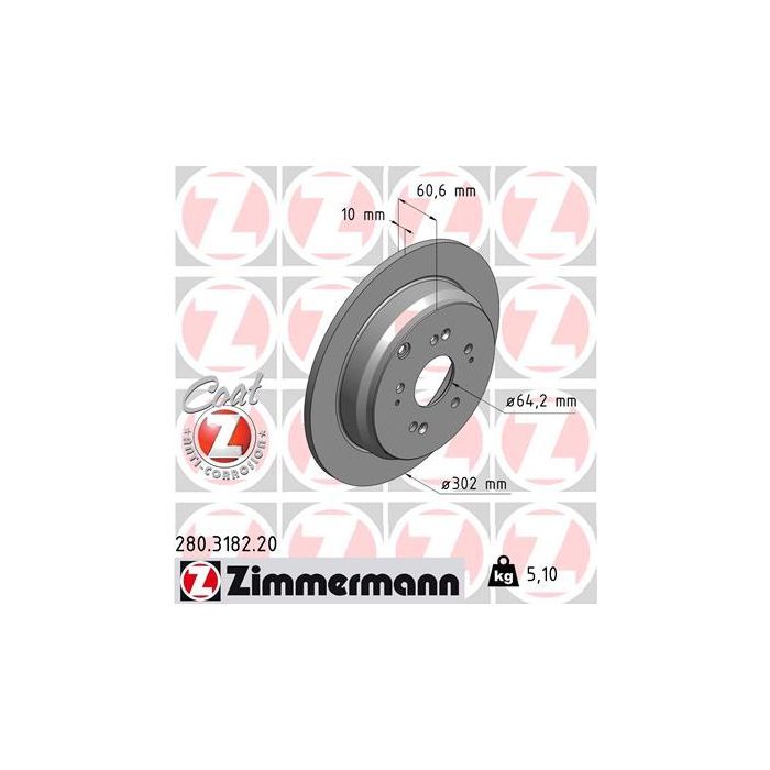 Тормозной диск ZIMMERMANN 280.3182.20 Фото