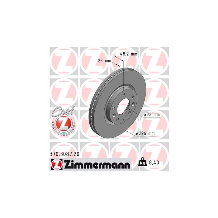 Тормозной диск ZIMMERMANN 370.3087.20 Фото